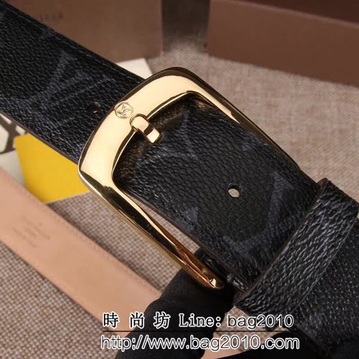 路易威登LV 全新Monogram Ecli se帆布 LV Initiales搭扣 男士皮帶 LHG1243